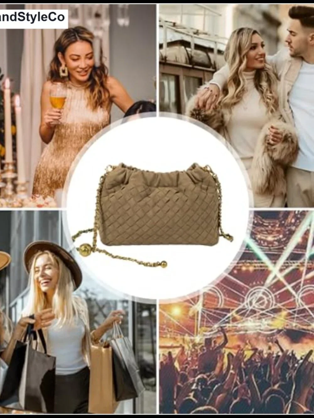 Woven Suede Vegan Leather Crossbody Hobo Bag with Adjustable Strap